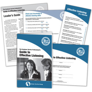 Guide to Effective Listening. Includes booklets, leader's guide, quiz, glancer, certificate of participation.